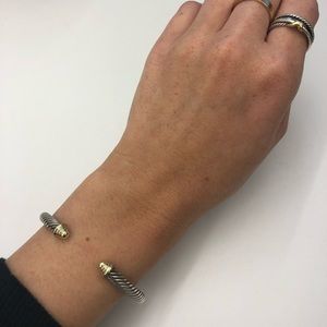 David Yurman 2 Tone Cable Bracelet with 18k gold